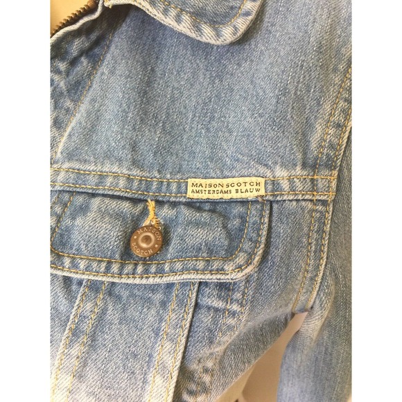 Maison Scotch Denim Jacket Ombre Crop Zip Blue 1 S - Picture 5 of 10